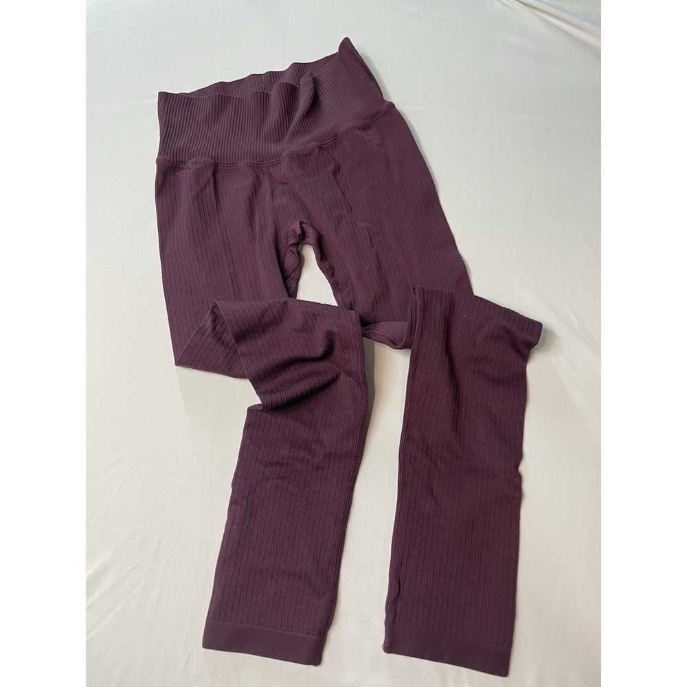 Ethos Ribbed Leggings Dark Purple Women's Sz Medium Workout Activewear